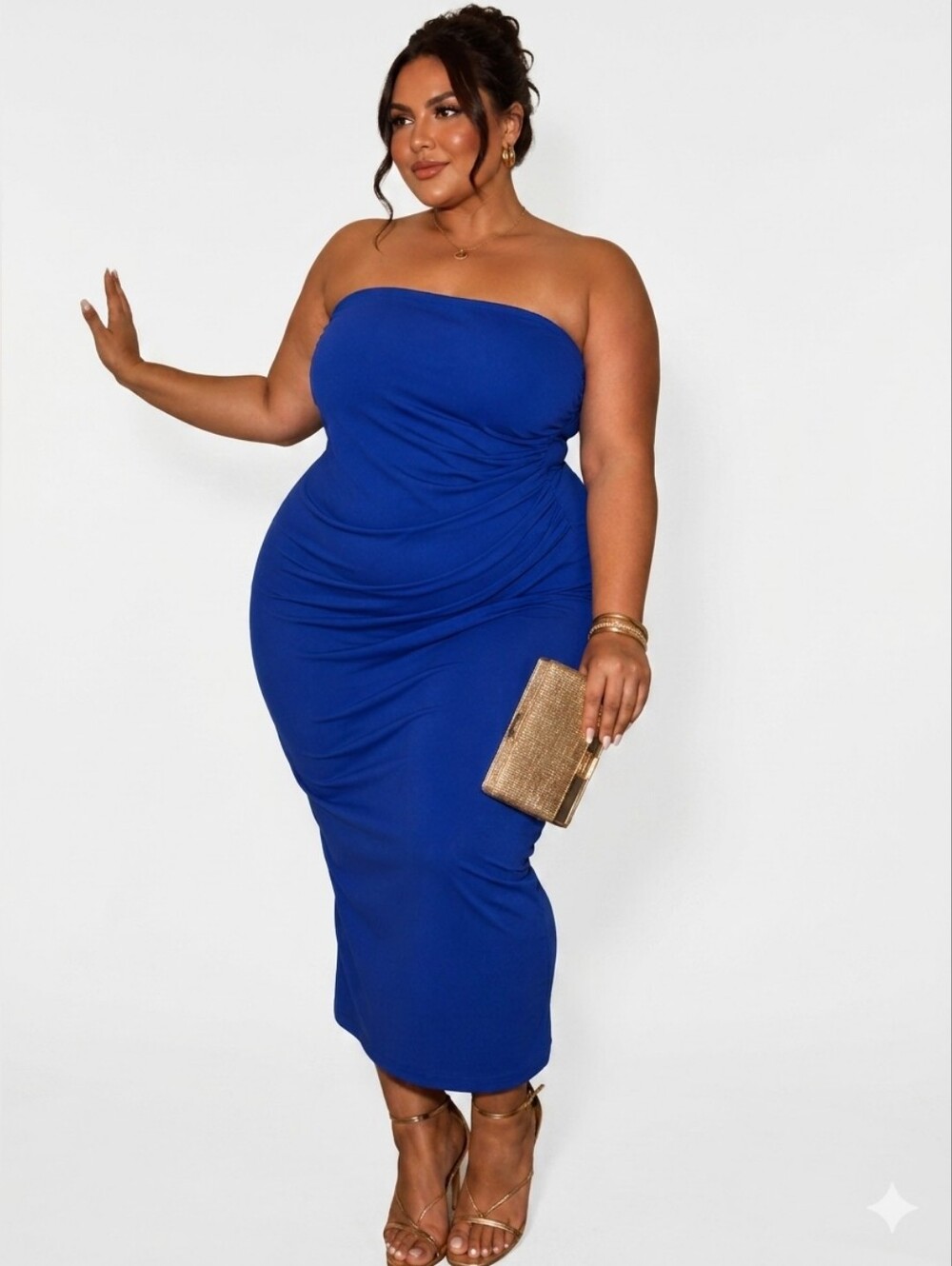 Royal Blue Strapless Ruched Midi Dress XXL NWT Cobalt, Girls Nite